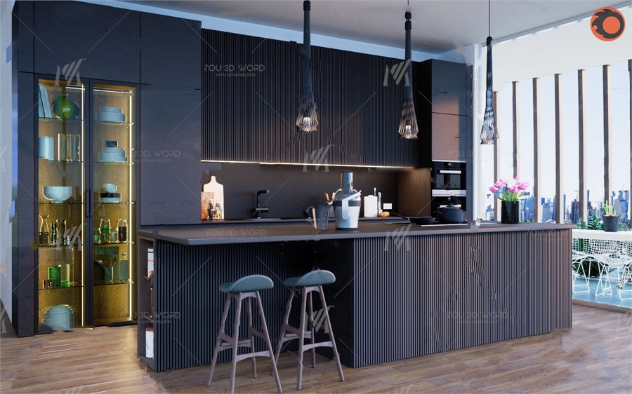 modern bar counter 3d model